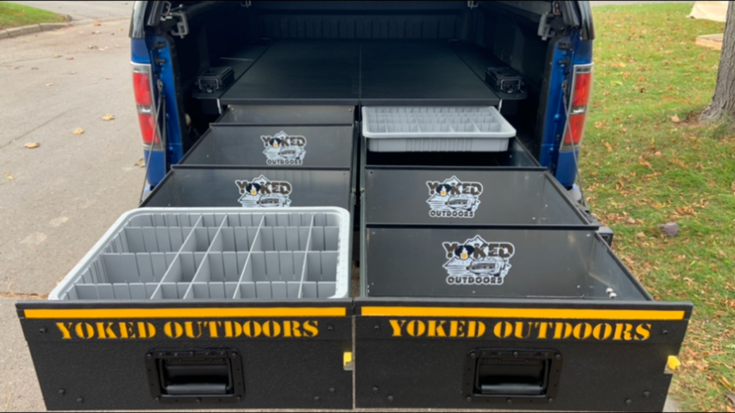 Yoked Outdoors Organized Truck Bed Drawer System Open Drawers